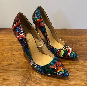Love Culture Graffiti Print Pumps Size 8 Statement Heels Unique Finds